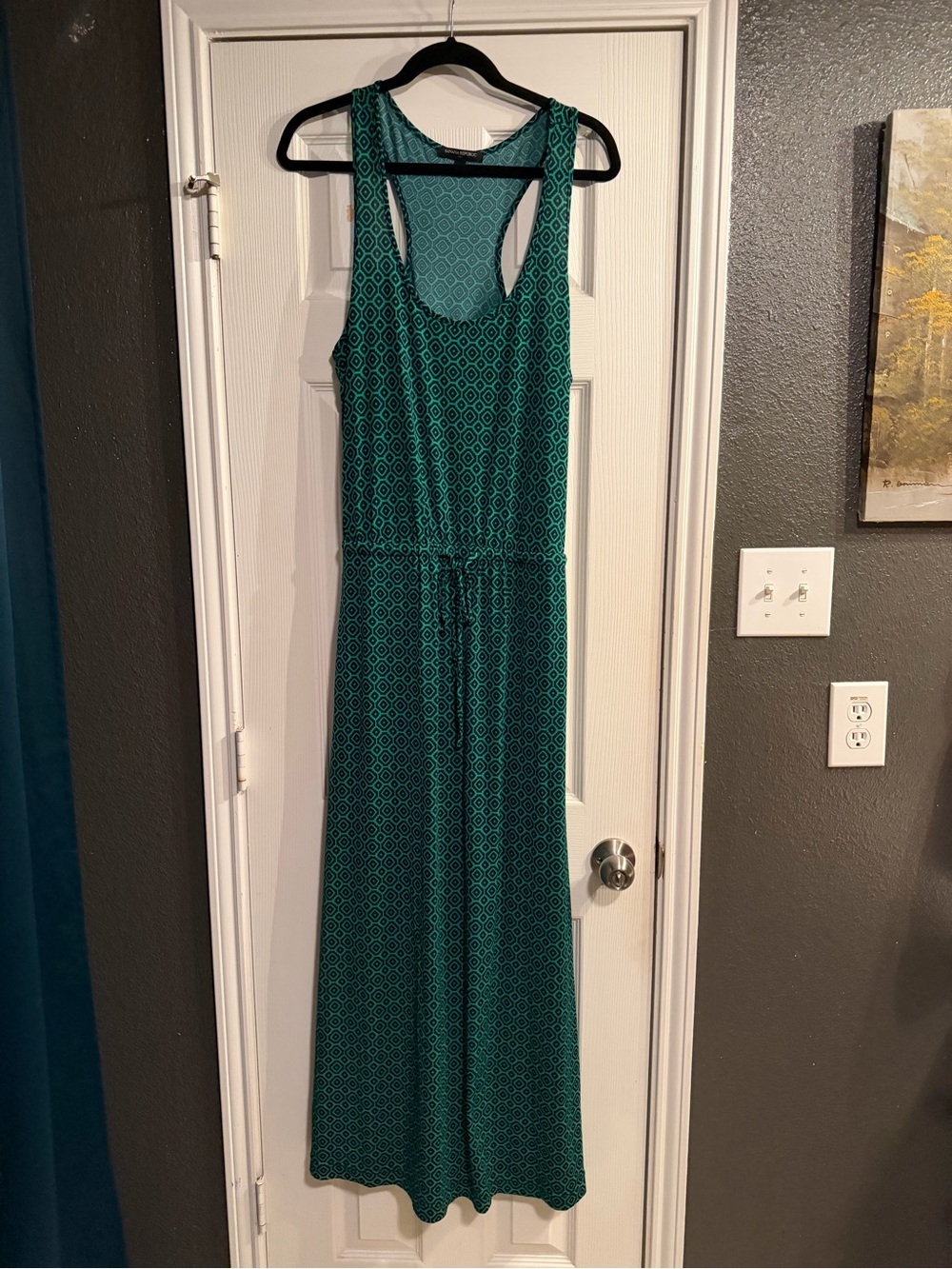 Banana Republic Teal and Dark Green Geometric Blouse